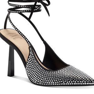 INC Sandaze Ankle-Tie Pointed Pumps Black size 9